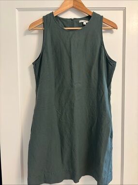 Uniqlo sleeveless mini dress in muted teal
